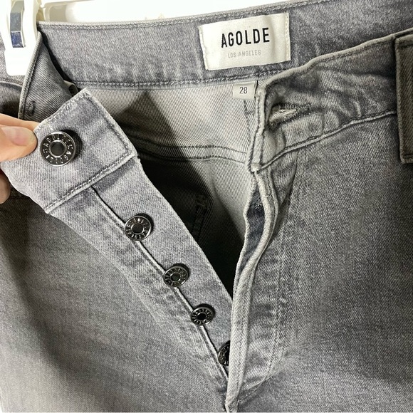 Agolde Nico High Rise Slim Jeans Grey Wash Denim Organic Cotton Ankle Women’s 28 - Picture 7 of 9